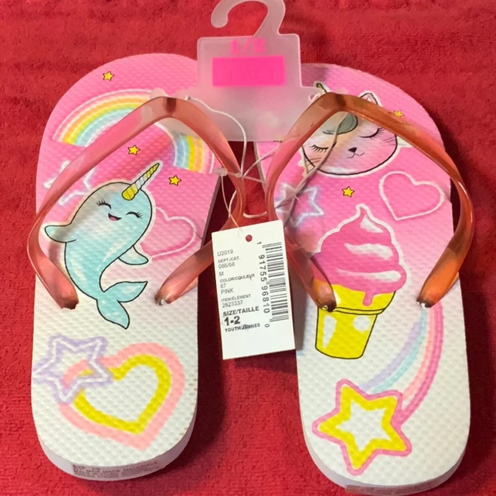5/$25 - NWT The Children’s Place girls flip flop sandals in size 1-2